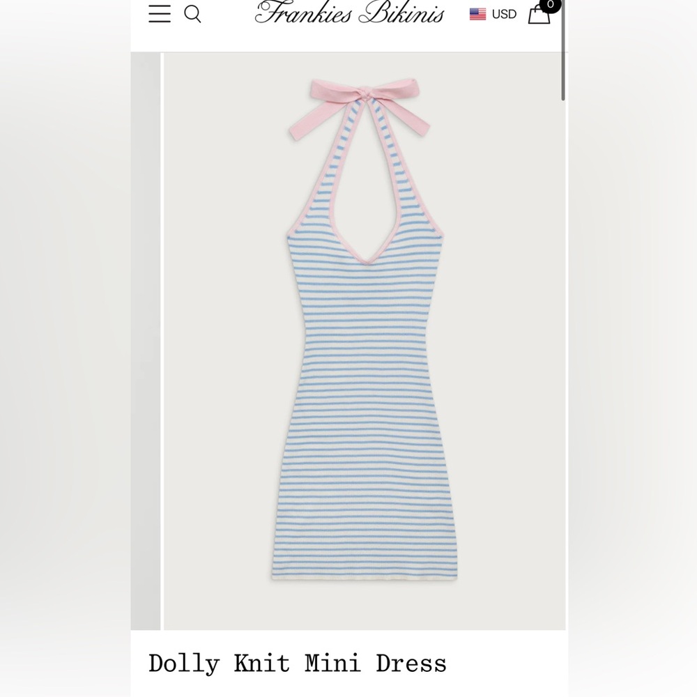 Frankie's Bikinis Pink and Blue Striped Mini Dress